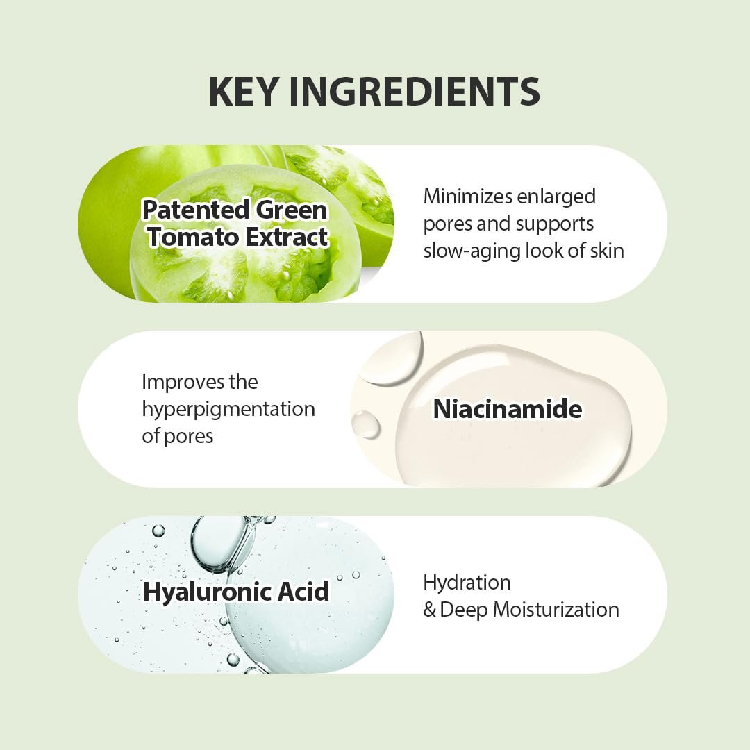 SUNGBOON EDITOR Green Tomato Pore Lifting Ampoule – Pore Minimizer Serum with Niacinamide & Green Tomato Extract for Hydrating & Firming Care, Sensitive Skin Friendly Korean Skincare (1.01 fl oz) - görsel 7