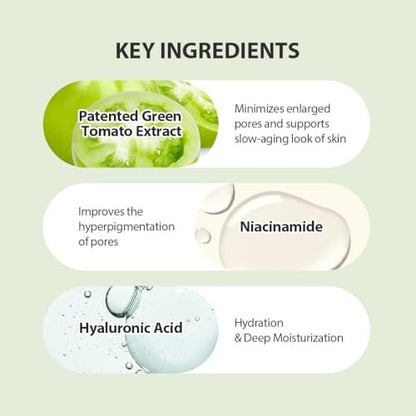 SUNGBOON EDITOR Green Tomato Pore Lifting Ampoule – Pore Minimizer Serum with Niacinamide & Green Tomato Extract for Hydrating & Firming Care, Sensitive Skin Friendly Korean Skincare (1.01 fl oz)