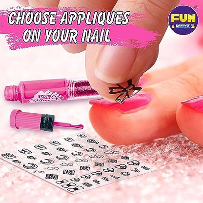 FunKidz Craft Nail Pens Kit for Kids Ages 7-12 – Neon Nail Art Set with Glitter Stickers & Temporary Makeup Avelisse