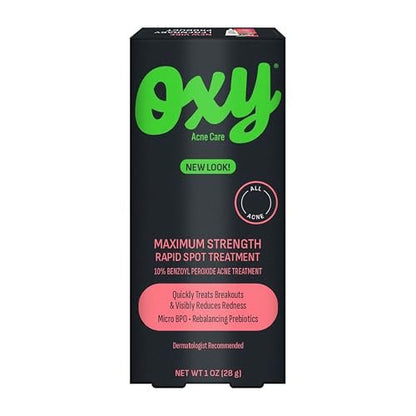 Oxy Rapid Acne Spot Treatment - Maximum Strength 10% Benzoyl Peroxide Acne Cream for Face & Body, 1 oz