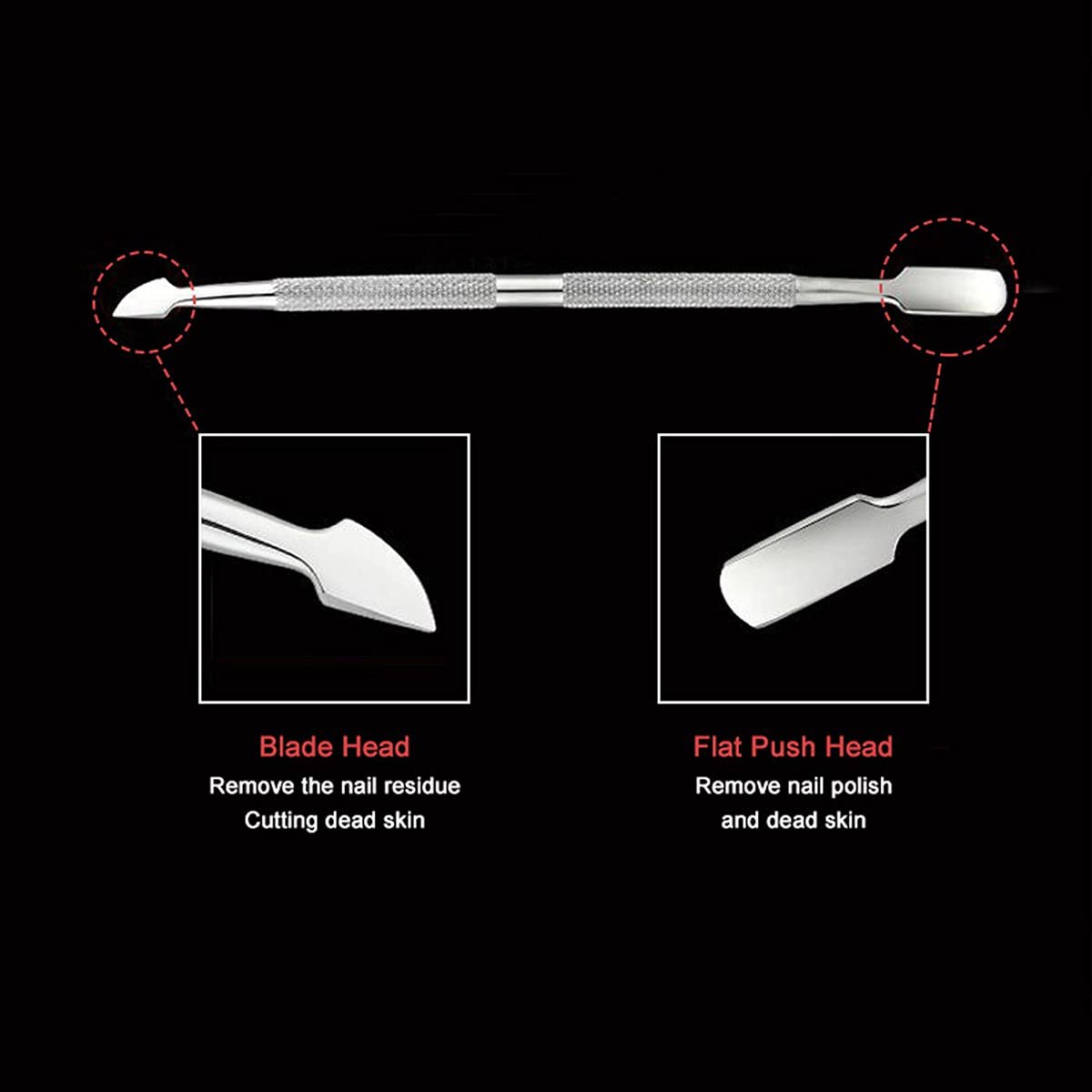 6-Piece Stainless Steel Cuticle Pusher Set - Professional Manicure & Pedicure Tools for Fingernails and Toenails - görsel 8