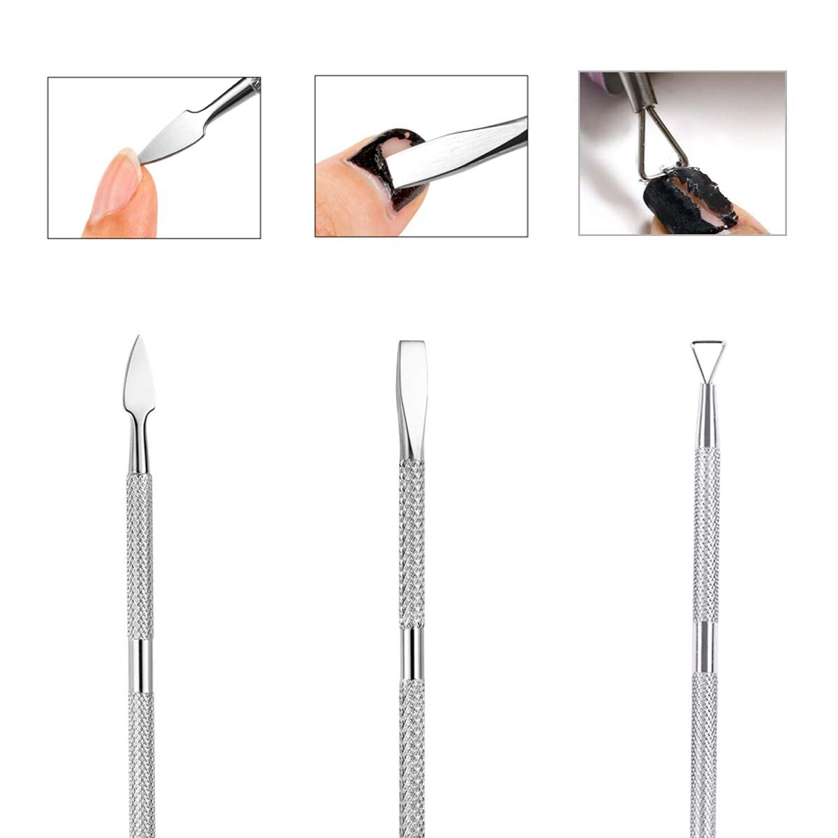 6-Piece Stainless Steel Cuticle Pusher Set - Professional Manicure & Pedicure Tools for Fingernails and Toenails - görsel 3