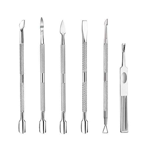 6-Piece Stainless Steel Cuticle Pusher Set - Professional Manicure & Pedicure Tools for Fingernails and Toenails - görsel 2