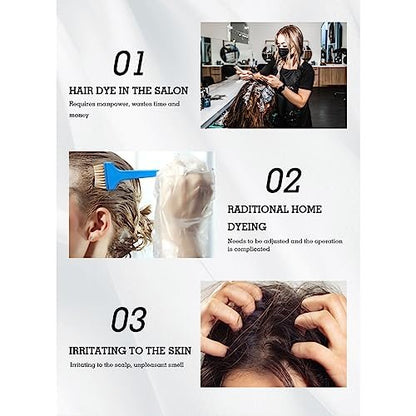 Gegong Hair Coloring Shampoo - 500ml Natural Black Color Shampoo with 4 Gloves, Coconut Ginger Nourishing Formula for Fast Hair Dyeing