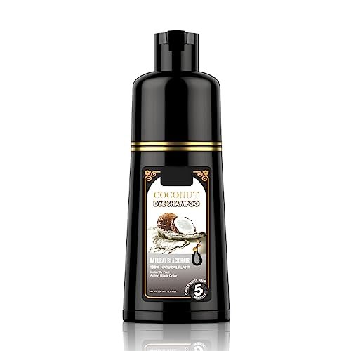 Gegong Hair Coloring Shampoo - 500ml Natural Black Color Shampoo with 4 Gloves, Coconut Ginger Nourishing Formula for Fast Hair Dyeing - görsel 2