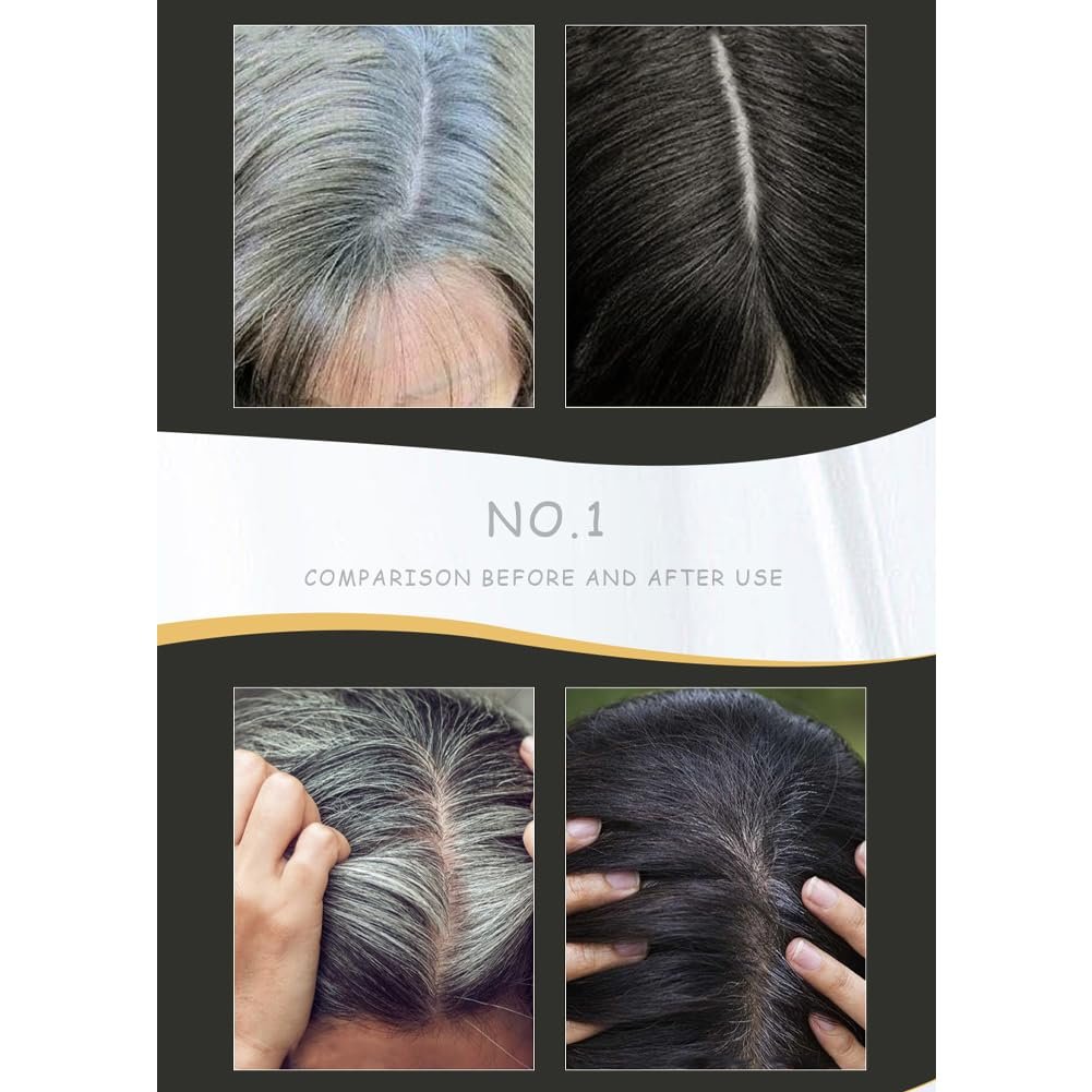 Gegong Hair Coloring Shampoo - 500ml Natural Black Color Shampoo with 4 Gloves, Coconut Ginger Nourishing Formula for Fast Hair Dyeing - görsel 13