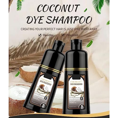 Gegong Hair Coloring Shampoo - 500ml Natural Black Color Shampoo with 4 Gloves, Coconut Ginger Nourishing Formula for Fast Hair Dyeing - görsel 12