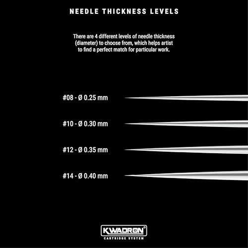 Kwadron Tattoo Needle Cartridge - Round Liners Long Taper, 35/3RLLT, Box of 20 Avelisse
