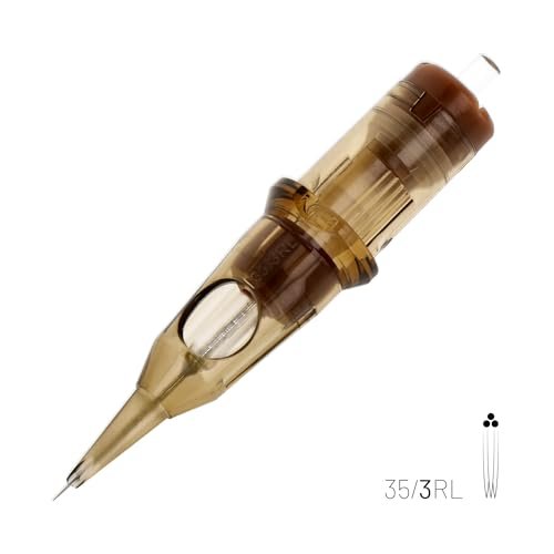 Kwadron Tattoo Needle Cartridge - Round Liners Long Taper, 35/3RLLT, Box of 20 Avelisse