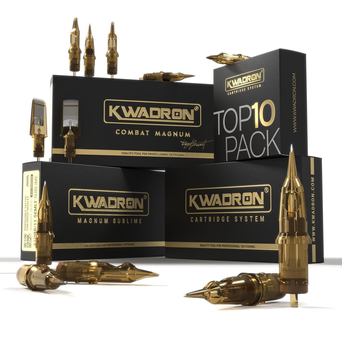 Kwadron Tattoo Needle Cartridge - Round Liners Long Taper, 35/3RLLT, Box of 20 Avelisse