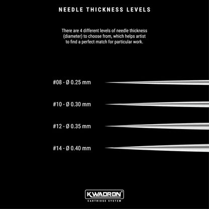 Kwadron Tattoo Needle Cartridge - Round Liners Long Taper, 35/3RLLT, Box of 20 Avelisse