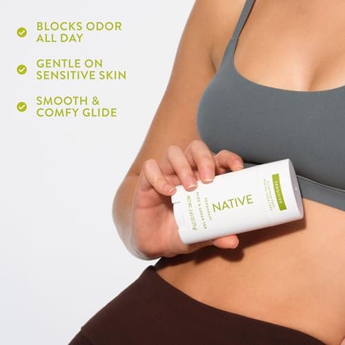 Native Sensitive Deodorant - Aluminum-Free, Baking Soda & Coconut Oil for Sensitive Skin - Aloe & Green Tea, 2.65 oz - görsel 13