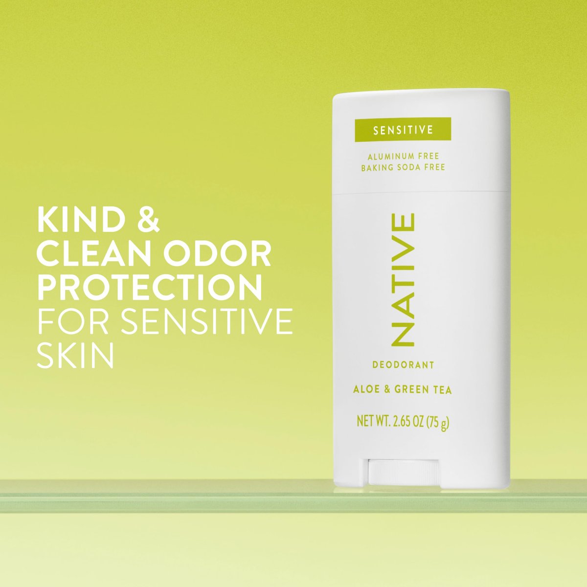 Native Sensitive Deodorant - Aluminum-Free, Baking Soda & Coconut Oil for Sensitive Skin - Aloe & Green Tea, 2.65 oz - görsel 4