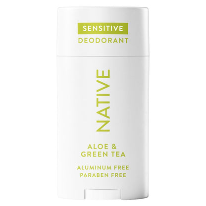 Native Sensitive Deodorant - Aluminum-Free, Baking Soda & Coconut Oil for Sensitive Skin - Aloe & Green Tea, 2.65 oz