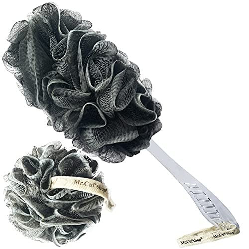 Charcoal Exfoliating Loofah Bath Back Brush On a Stick - 2-Pack Long Handle Body Scrubber for Men and Women - görsel 2
