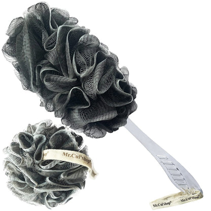 Charcoal Exfoliating Loofah Bath Back Brush On a Stick - 2-Pack Long Handle Body Scrubber for Men and Women