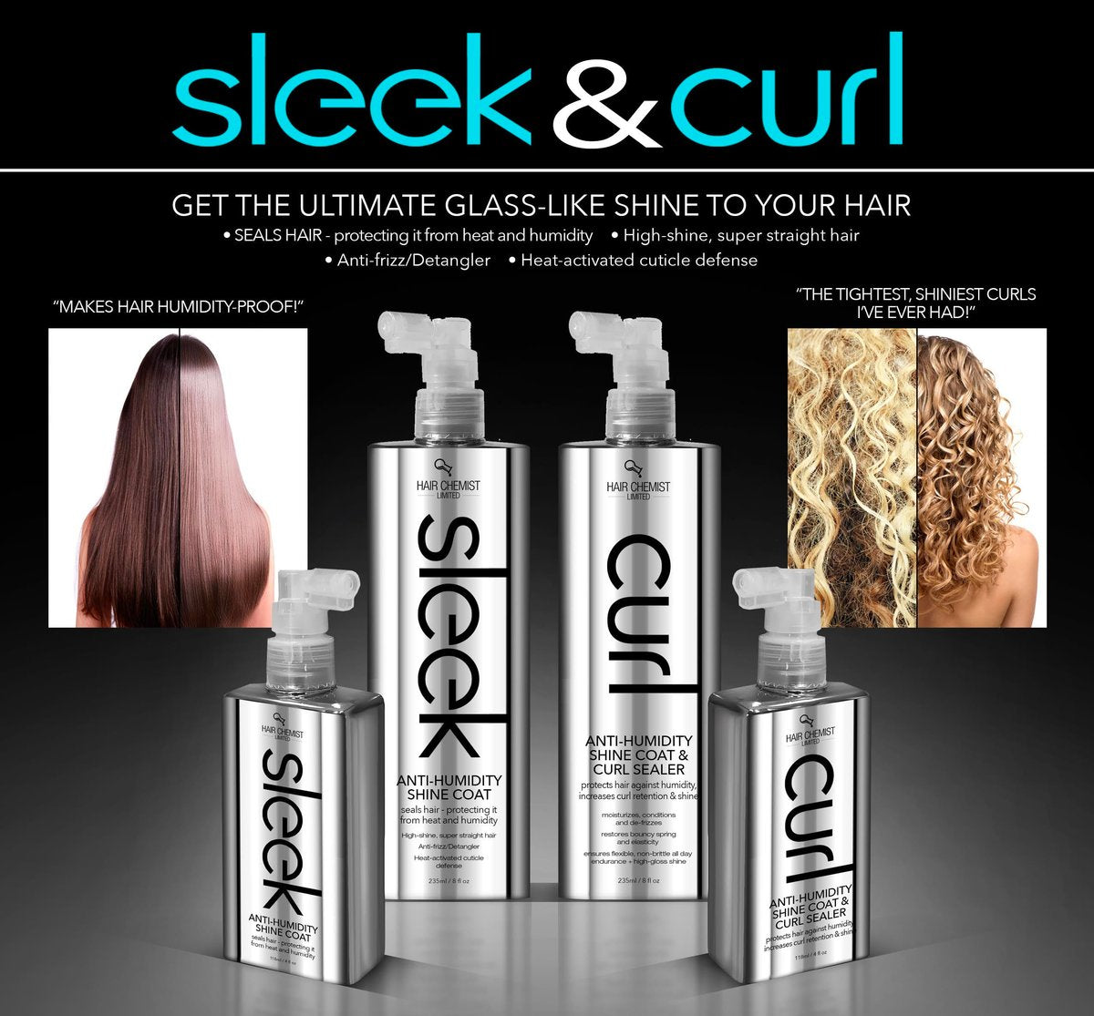 Hair Chemist SLEEK Anti Humidity Shine Coat - 8 oz Clear Hair Spray for Frizz Control Avelisse