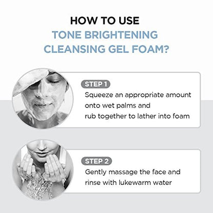 SKIN1004 Tone Glowing Cleansing Gel Foam 125ml | Hydrating Korean Face Cleanser with Centella Asiatica & MadeWhite Avelisse