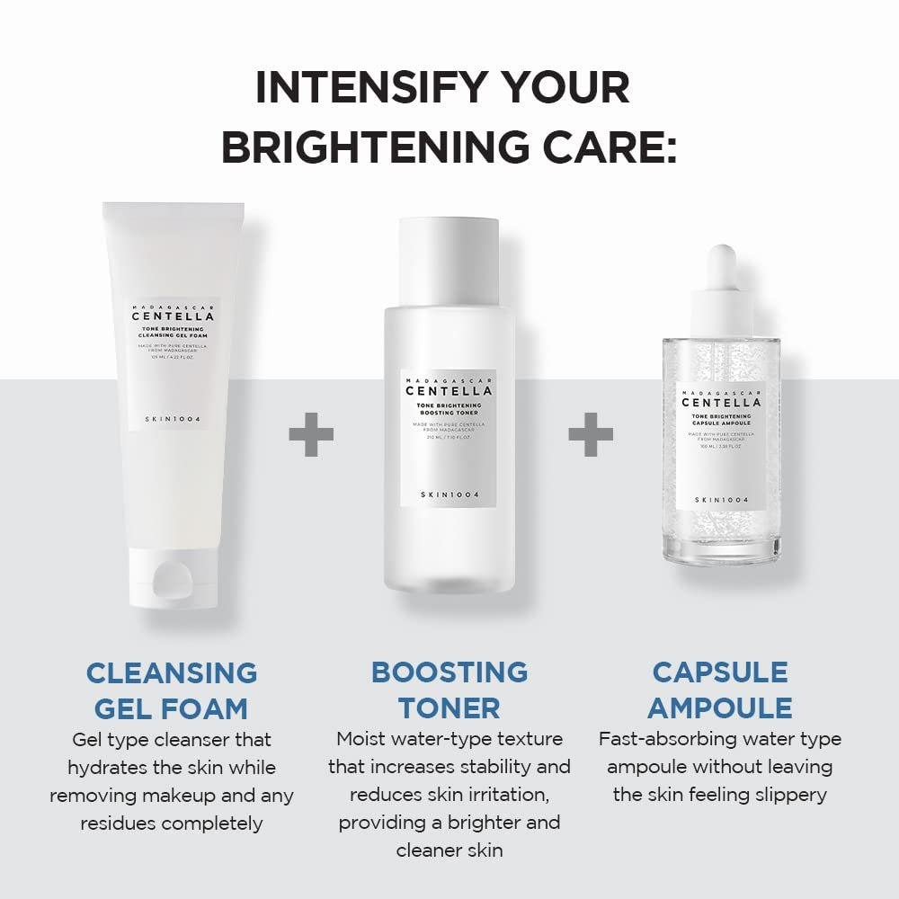 SKIN1004 Tone Glowing Cleansing Gel Foam 125ml | Hydrating Korean Face Cleanser with Centella Asiatica & MadeWhite Avelisse
