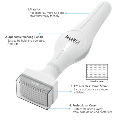 INCELLICE 175 Titanium Microneedle Stamp for Face – 1.0 mm Derma Stamp for Home Use