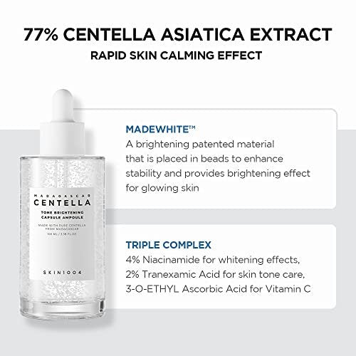 SKIN1004 Madagascar Centella Tone Brightening Capsule Ampoule 100ml - Calming, Moisturizing & Brightening Serum for Sensitive Skin Avelisse