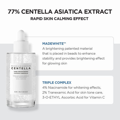 SKIN1004 Madagascar Centella Tone Brightening Capsule Ampoule 100ml - Calming, Moisturizing & Brightening Serum for Sensitive Skin Avelisse