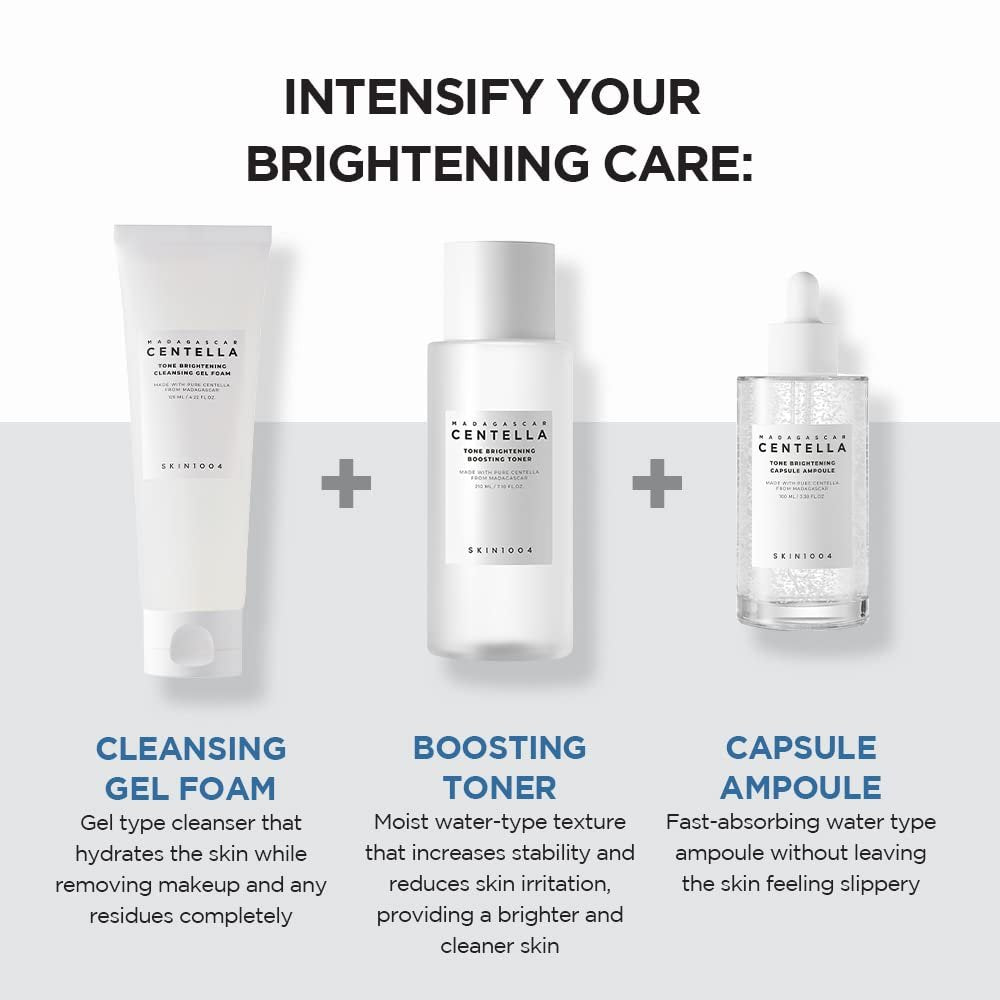 SKIN1004 Madagascar Centella Tone Brightening Capsule Ampoule 100ml - Calming, Moisturizing & Brightening Serum for Sensitive Skin Avelisse