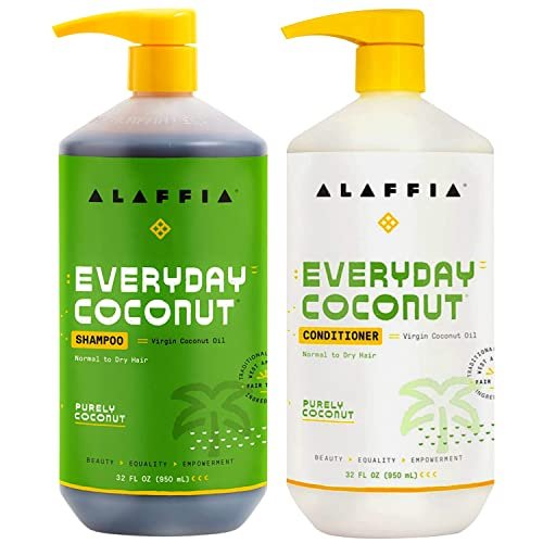 Alaffia EveryDay Coconut Shampoo and Conditioner Set - Normal to Dry Hair, Ginger & Coconut Oil, Fair Trade, 32 Fl Oz (Pack of 2) Avelisse