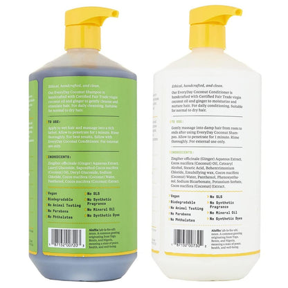 Alaffia EveryDay Coconut Shampoo and Conditioner Set - Normal to Dry Hair, Ginger & Coconut Oil, Fair Trade, 32 Fl Oz (Pack of 2) Avelisse