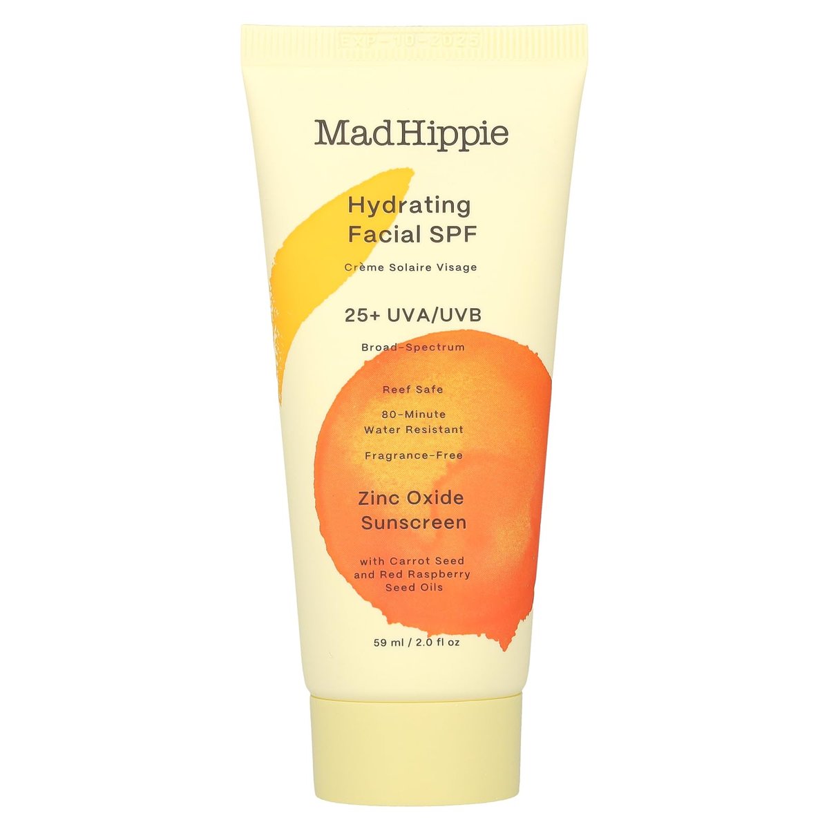 Mad Hippie Hydrating Facial SPF 25+ Zinc Oxide Sunscreen, Reef-Safe Face Cream, Fragrance-Free, 2 Oz - görsel 1