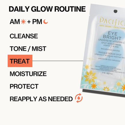 Pacifica Undereye Spot Serum Mask – Bright Eye Vitamin C Mask for Dark Circles & Hydration, Brightening Under Eye Treatment, Vegan & Cruelty-Free, 2 Count