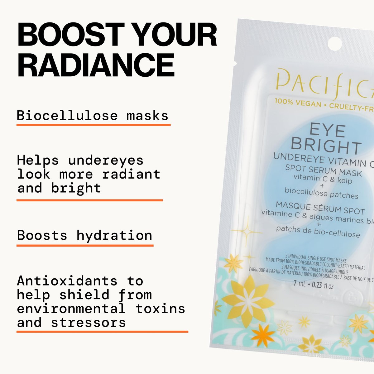 Pacifica Undereye Spot Serum Mask – Bright Eye Vitamin C Mask for Dark Circles & Hydration, Brightening Under Eye Treatment, Vegan & Cruelty-Free, 2 Count - görsel 3