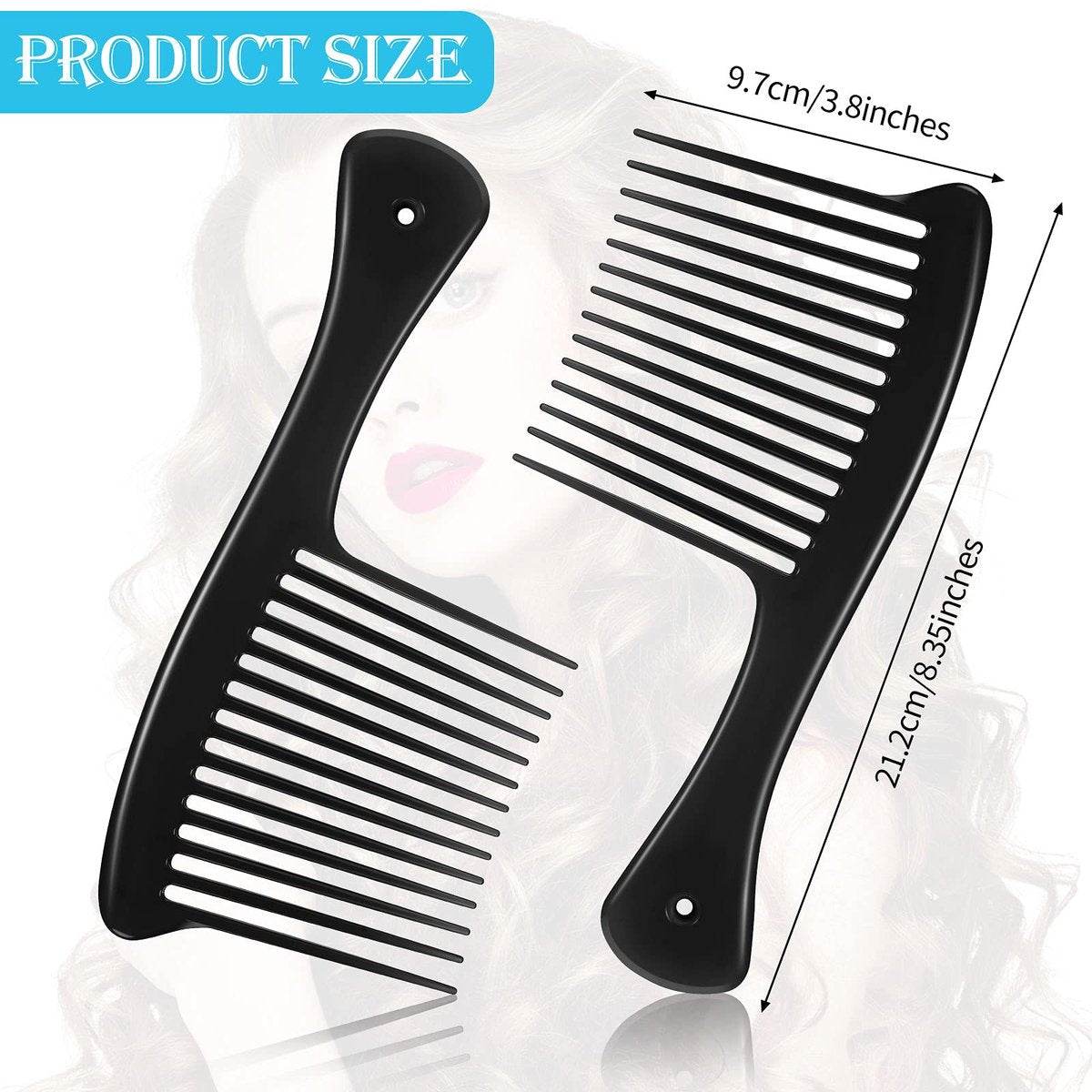 3-Piece Large Wide Tooth Comb Set for Men and Women - Jumbo Rake Hair Comb, Detangler for Long, Curly, Straight, Wet, Dry Hair & Wigs - görsel 5
