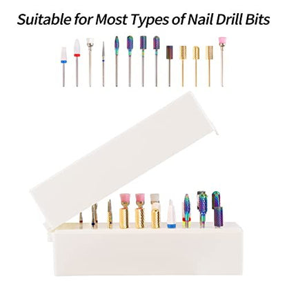 Anfigo Nail Drill Bits Holder - 30 Holes Dustproof Efile Bit Organizer Case for Acrylic Nail Drill Bits, Manicure Tools (Large, Multicolor)