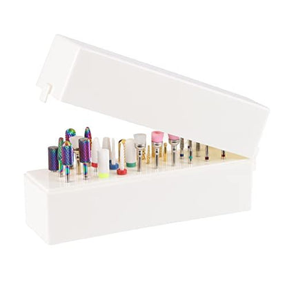 Anfigo Nail Drill Bits Holder - 30 Holes Dustproof Efile Bit Organizer Case for Acrylic Nail Drill Bits, Manicure Tools (Large, Multicolor)