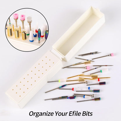 Anfigo Nail Drill Bits Holder - 30 Holes Dustproof Efile Bit Organizer Case for Acrylic Nail Drill Bits, Manicure Tools (Large, Multicolor)