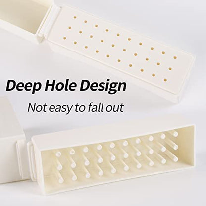 Anfigo Nail Drill Bits Holder - 30 Holes Dustproof Efile Bit Organizer Case for Acrylic Nail Drill Bits, Manicure Tools (Large, Multicolor)