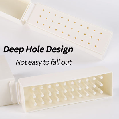 Anfigo Nail Drill Bits Holder - 30 Holes Dustproof Efile Bit Organizer Case for Acrylic Nail Drill Bits, Manicure Tools (Large, Multicolor)