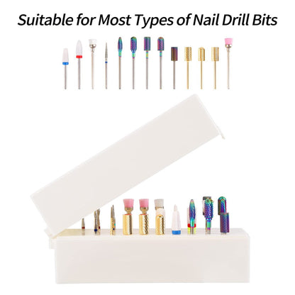 Anfigo Nail Drill Bits Holder - 30 Holes Dustproof Efile Bit Organizer Case for Acrylic Nail Drill Bits, Manicure Tools (Large, Multicolor)
