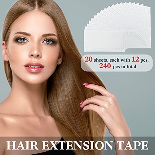 Leelosp 240 Pieces Hair Extension Tape Tabs Double Sided Replacement Tape for Hair Extensions Adhesive 1.57 x 0.32 Inch White - görsel 6