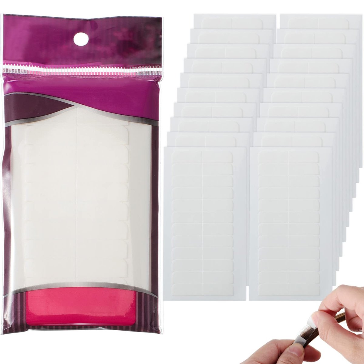 Leelosp 240 Pieces Hair Extension Tape Tabs Double Sided Replacement Tape for Hair Extensions Adhesive 1.57 x 0.32 Inch White - görsel 1