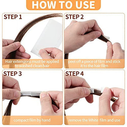 Leelosp 240 Pieces Hair Extension Tape Tabs Double Sided Replacement Tape for Hair Extensions Adhesive 1.57 x 0.32 Inch White