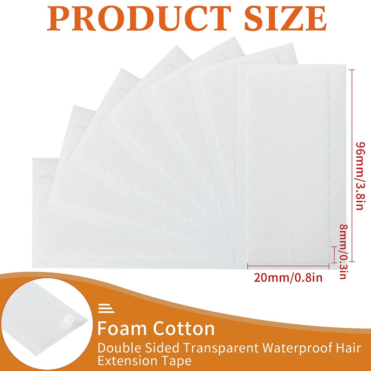 Leelosp 240 Pieces Hair Extension Tape Tabs Double Sided Replacement Tape for Hair Extensions Adhesive 1.57 x 0.32 Inch White - görsel 3