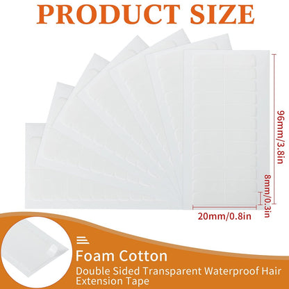 Leelosp 240 Pieces Hair Extension Tape Tabs Double Sided Replacement Tape for Hair Extensions Adhesive 1.57 x 0.32 Inch White