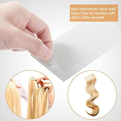 Leelosp 240 Pieces Hair Extension Tape Tabs Double Sided Replacement Tape for Hair Extensions Adhesive 1.57 x 0.32 Inch White