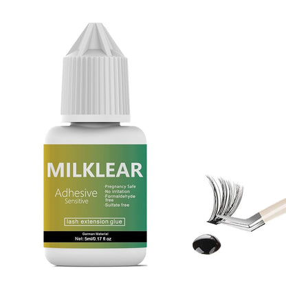 MILKLEAR 2026 Improved Formula Open Eyes Lash Cluster Glue - Waterproof, Long Lasting 2-3 Weeks, No Fumes, for Sensitive Eyes, DIY Self Application 5ml Black