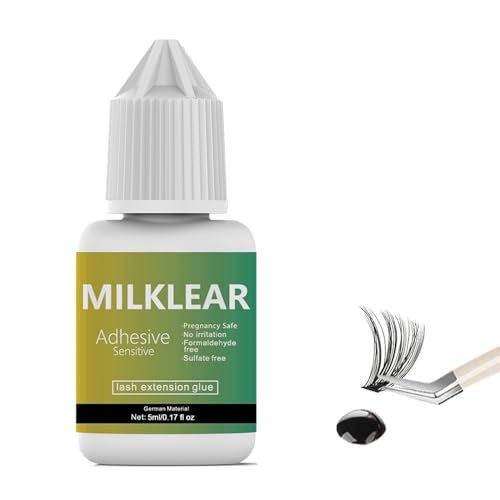 MILKLEAR 2026 Improved Formula Open Eyes Lash Cluster Glue - Waterproof, Long Lasting 2-3 Weeks, No Fumes, for Sensitive Eyes, DIY Self Application 5ml Black - görsel 2