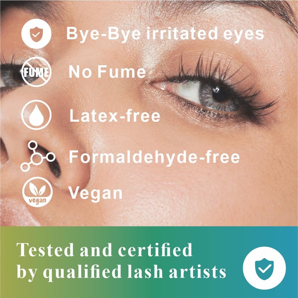 MILKLEAR 2026 Improved Formula Open Eyes Lash Cluster Glue - Waterproof, Long Lasting 2-3 Weeks, No Fumes, for Sensitive Eyes, DIY Self Application 5ml Black - görsel 7