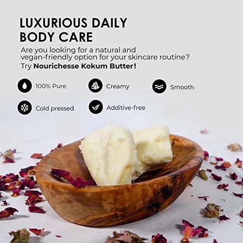 Nourichesse Kokum Butter - 1 LB (16oz) Block. Pure, Unrefined Butter for Skin & Hair Moisturizer. DIY Soap, Balm, Cream Base. - görsel 6