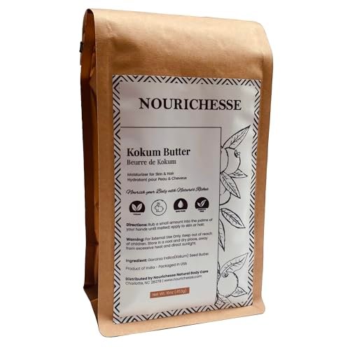 Nourichesse Kokum Butter - 1 LB (16oz) Block. Pure, Unrefined Butter for Skin & Hair Moisturizer. DIY Soap, Balm, Cream Base. - görsel 2